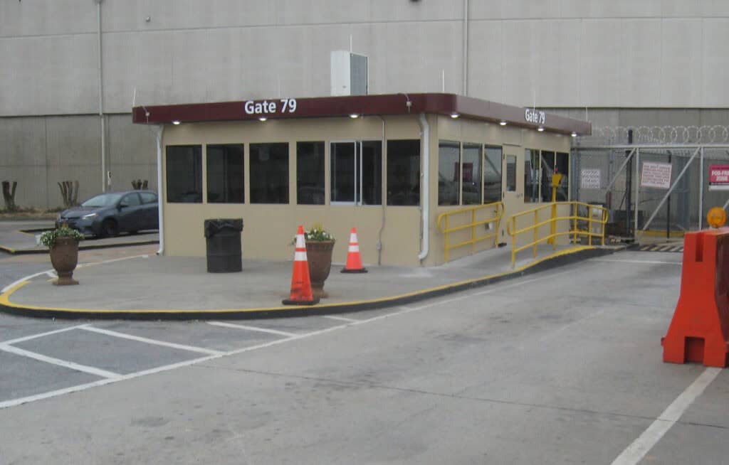 Large, multi-piece security building at major international airport