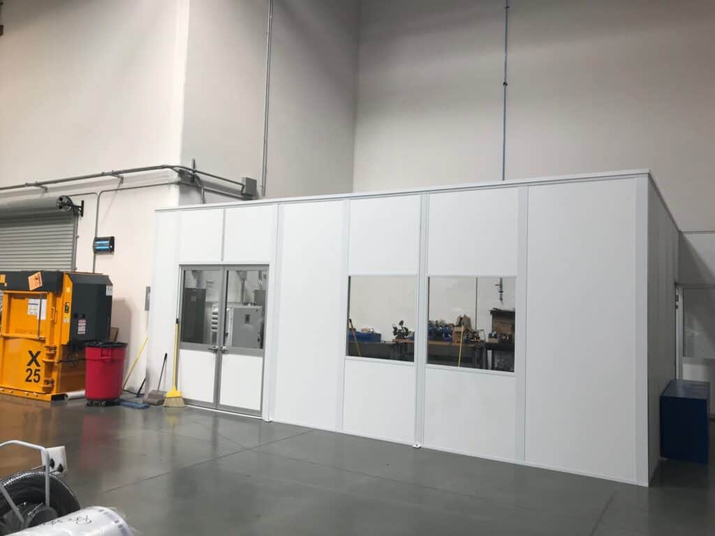 Free standing wall partitions used to create a QC lab