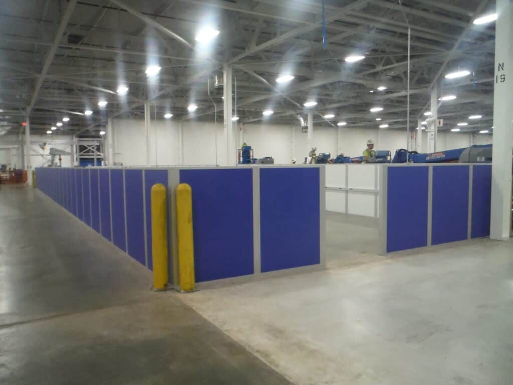 Free standing wall partitions at GM with FRP finish