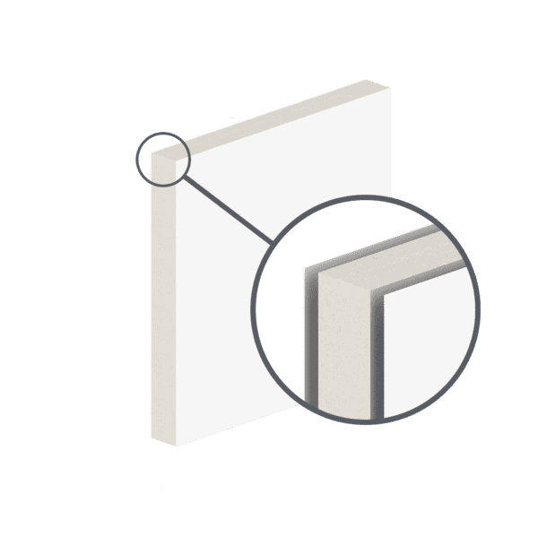 Illustration of a hinged door partially open, with a close-up view showing the PVC fittings detail connecting the door to the frame.