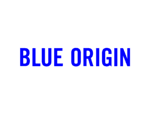 Logo of blue origin, featuring the words "blue origin" in bold blue capital letters on a white background.