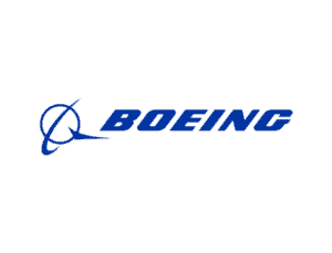 Logo of boeing featuring a stylized blue globe next to the word "boeing" in capital letters, all in a bold blue font on a white background.