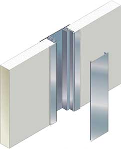 Illustration of a wall section with detailed layers showing insulation, structural elements, and 1 3/4 inch Versa-King hardware. Ideal for architectural and construction concepts.