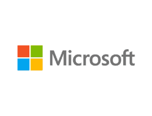 Microsoft logo featuring a four-paneled colorful window next to the word "microsoft" in light grey text.