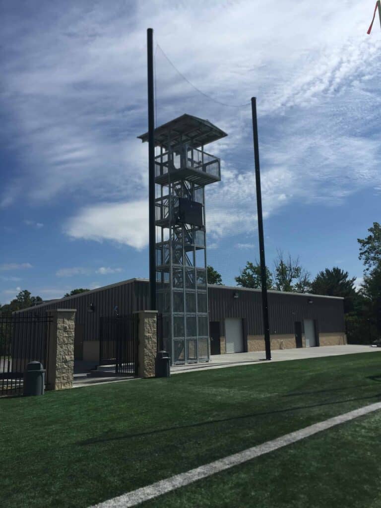 Football tower at West Virginia University practice field