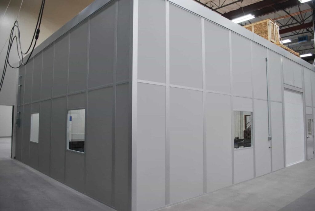 A large light gray controlled environmental room with load bearing roof