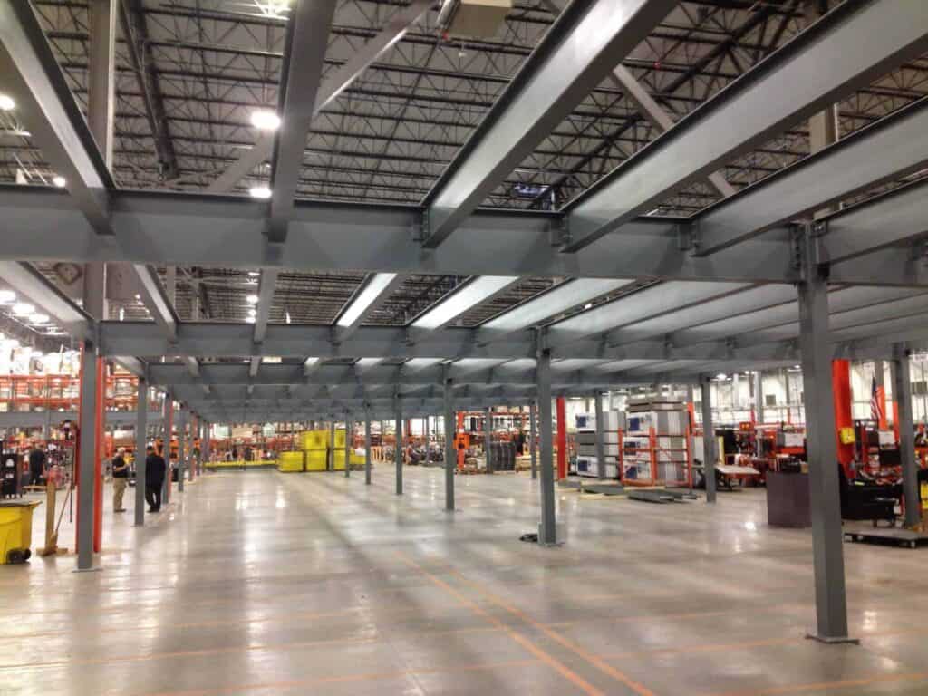 a large steel storage platform under construction