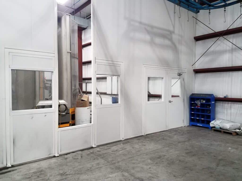 Environmental controlled powder paint room under construction