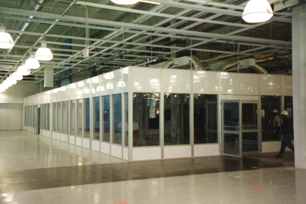 a white-frame packaging room made by Porta-King
