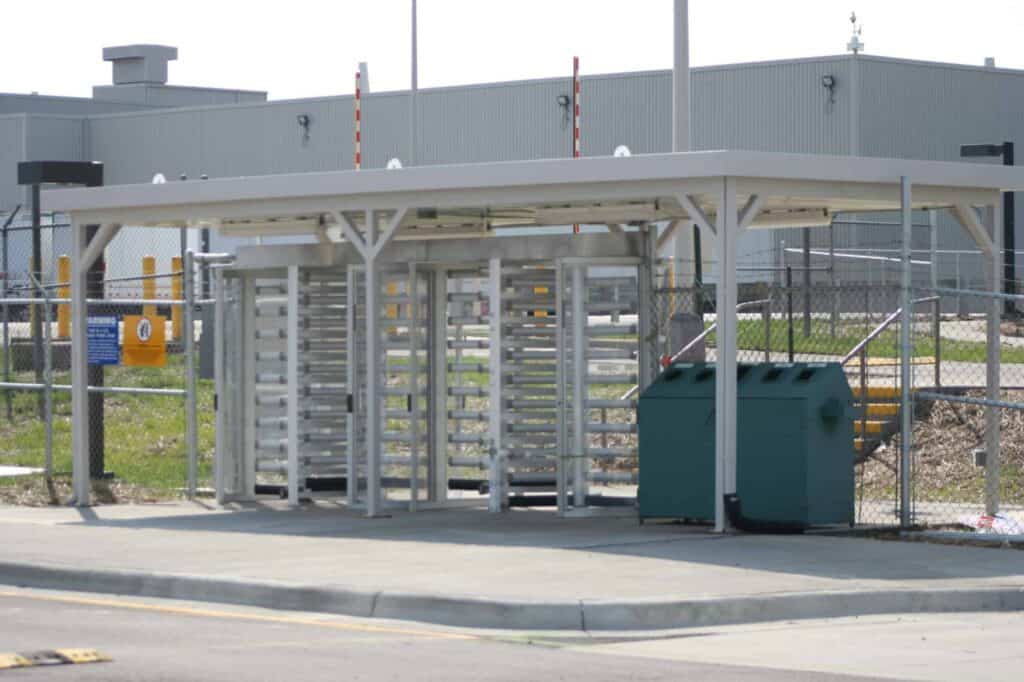 a turnstile shelter for a factory