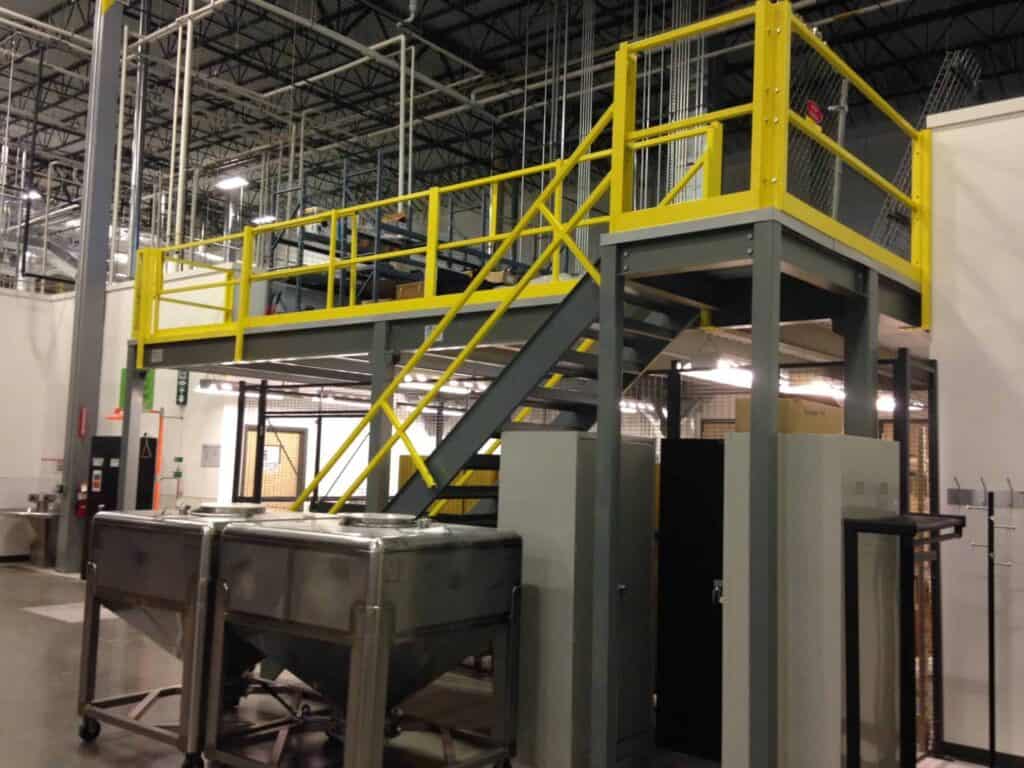 Mezzanine Work Platform 3 An industrial mezzanine work platform built by Porta-King