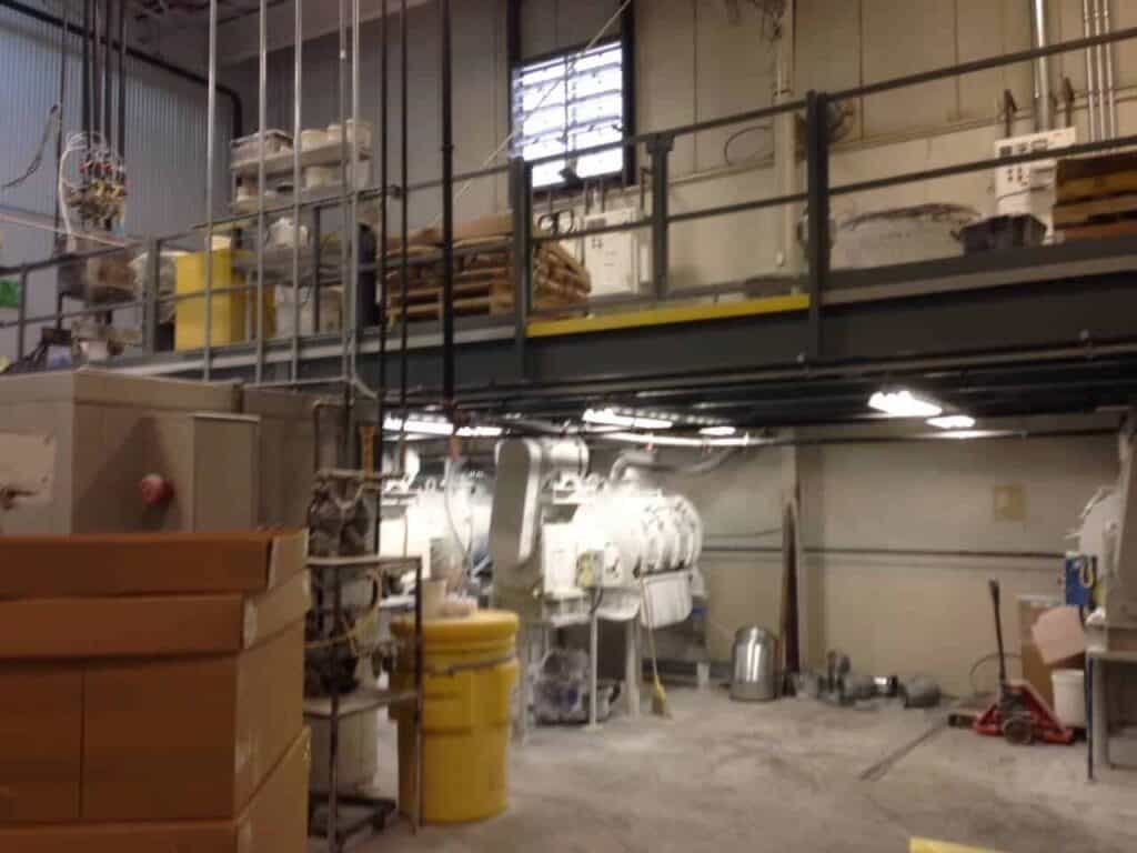 A raised equipment platform mezzanine built by Porta-King