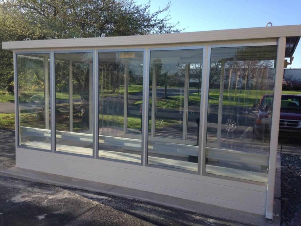 Smoking Shelter 5 smoking shelter with strip curtains at doorways